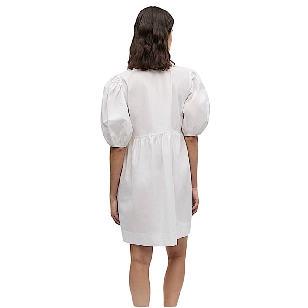 Ganni White Cotton Poplin Tie String Mini Dress Boho Beachy Size 44EU or 14US - Picture 2 of 13